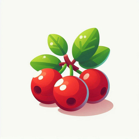 Cranberries with leaves on a white background. Vector illustration.のイラスト素材