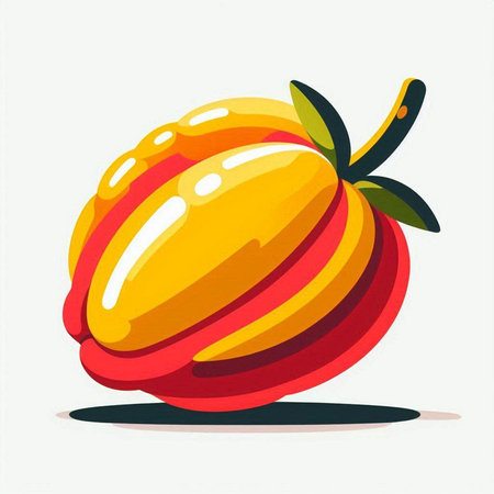 Illustration of a ripe juicy yellow tomato on a white background.のイラスト素材
