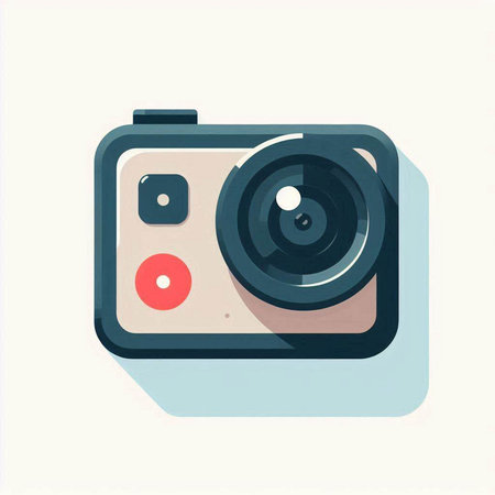 Retro camera icon, vector illustration. Flat design style, modern trend colors.のイラスト素材