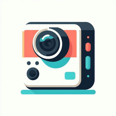 Retro camera icon on white background. Vector illustration. Flat design.のイラスト素材