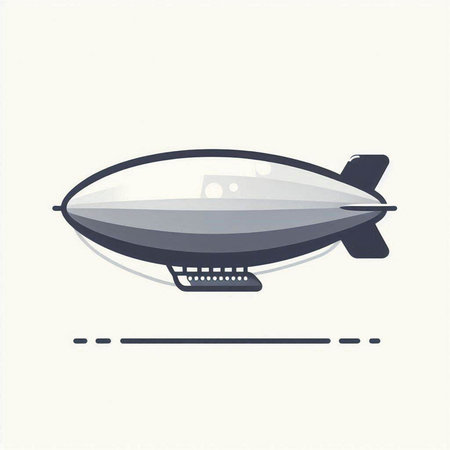 Illustration of a dirigible in retro style on a white backgroundのイラスト素材