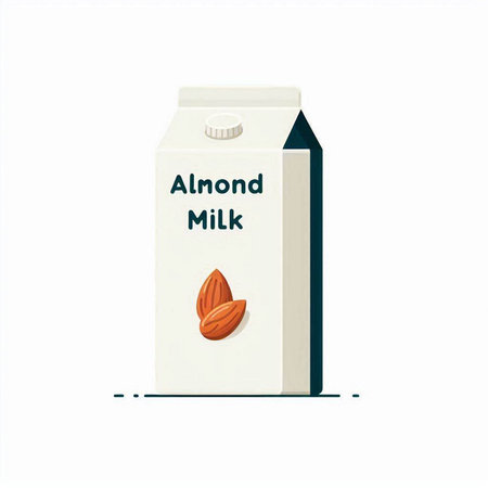 Almond milk in a package isolated on white background. Vector illustration.のイラスト素材