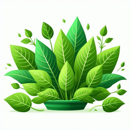 Illustration of a green plant in a pot on a white backgroundのイラスト素材