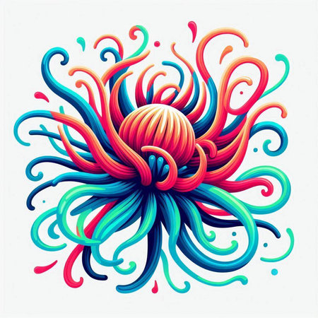 abstract colorful flower on a white background, vector art illustration.のイラスト素材