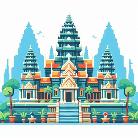 Buddhist temple in flat style. Vector illustration for your designのイラスト素材
