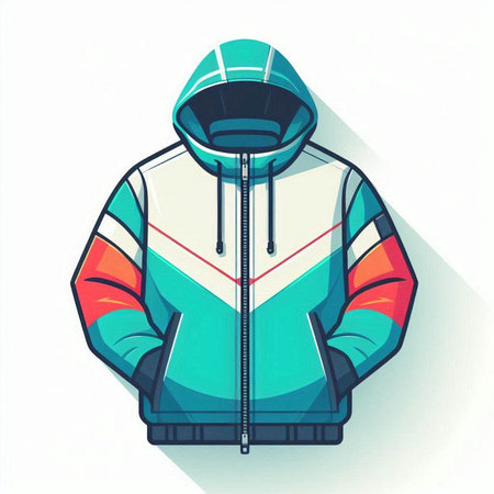 Jacket for winter sports on a white background. Vector illustration.のイラスト素材