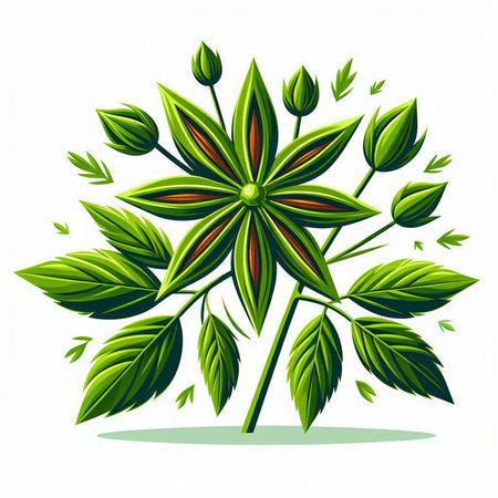 Illustration of a green plant with leaves on a white background.のイラスト素材