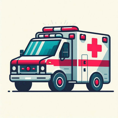 Ambulance car vector illustration. Ambulance vehicle in flat style.のイラスト素材