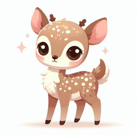 Cute cartoon deer on white background. Vector illustration for your designのイラスト素材