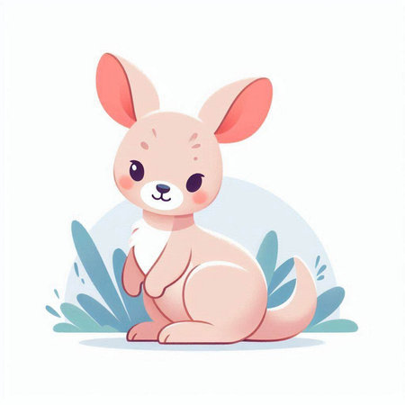 Cute kangaroo cartoon character sitting on the grass vector illustrationのイラスト素材