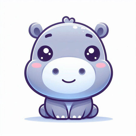 Cute cartoon hippo. Vector illustration on a white background.のイラスト素材