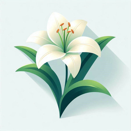 White lily flower on blue background. Vector illustration. Eps 10のイラスト素材