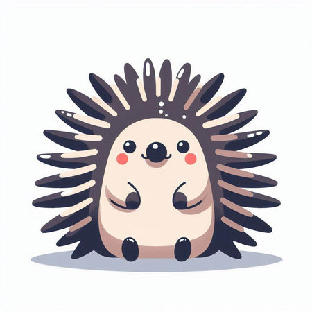 Cute cartoon hedgehog. Vector illustration isolated on white background.のイラスト素材