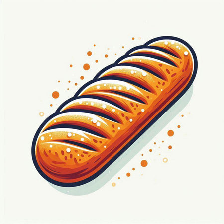 Bread icon. Vector illustration of a fresh loaf of bread.のイラスト素材