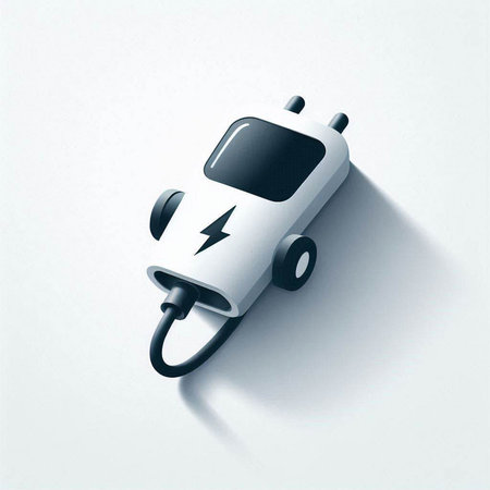 Electric car icon on a white background. High quality 3d renderのイラスト素材