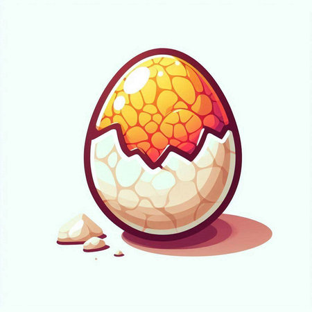 Illustration of a broken egg on a white background, vector illustrationのイラスト素材