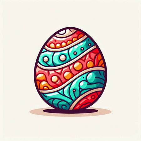 Easter egg with colorful pattern. Vector illustration in cartoon style.のイラスト素材