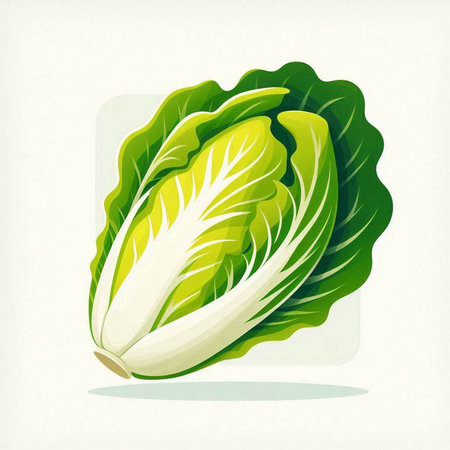 Illustration of a fresh green chinese cabbage on a white backgroundのイラスト素材
