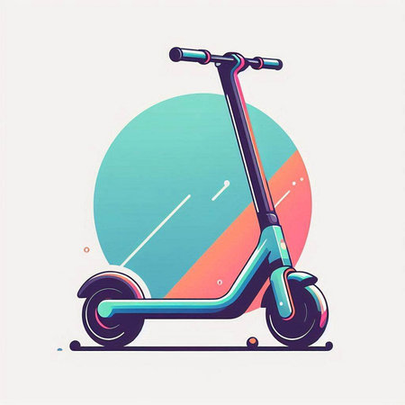Colorful scooter vector illustration in flat style. Modern scooter icon.のイラスト素材