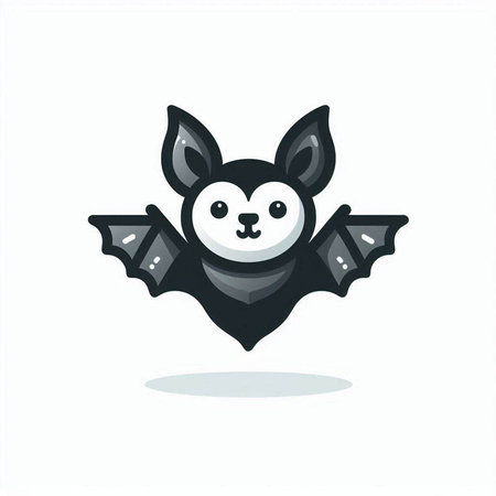 Bat icon on white background. Cute cartoon bat. Vector illustration.のイラスト素材