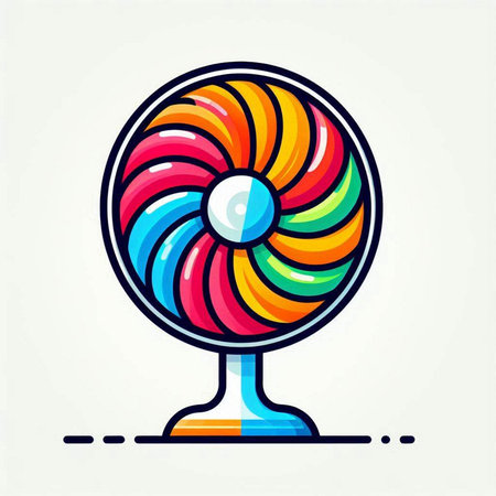 Colorful electric fan icon, vector illustration. Editable stroke.のイラスト素材