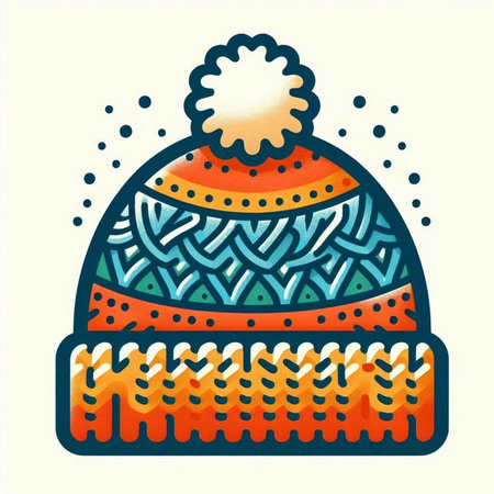 Winter knitted hat. Colorful vector illustration for your design.のイラスト素材