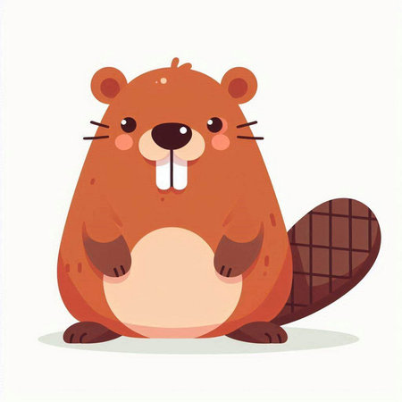 Cute beaver with egg. Vector illustration in cartoon style.のイラスト素材