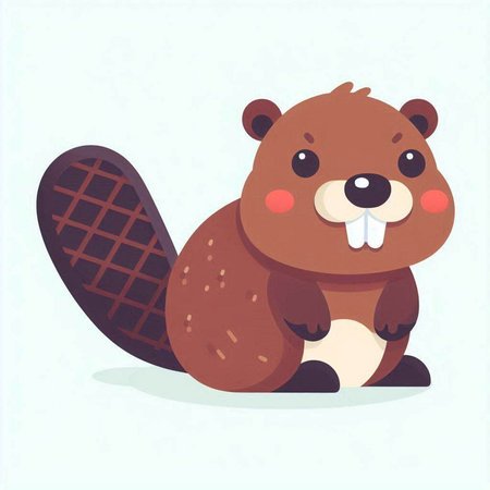 Cute cartoon beaver. Vector illustration of a beaver.のイラスト素材