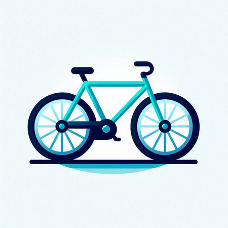 Bicycle icon, vector illustration. Flat design style, blue color.のイラスト素材
