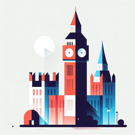 Big Ben in London, United Kingdom. Vector illustration in flat styleのイラスト素材