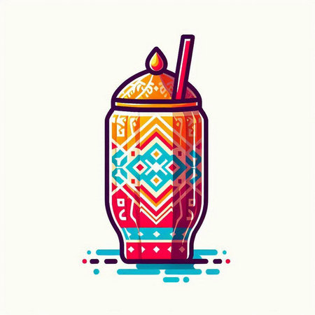 Vector illustration of a glass with a smoothie in ethnic style.のイラスト素材