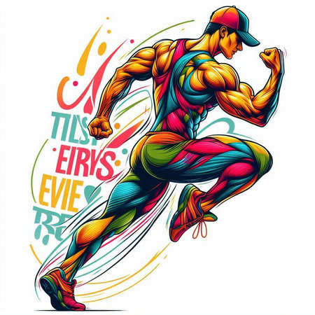 Vector illustration of a running man with the words Time for Exercise.のイラスト素材