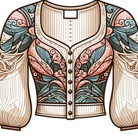 Vintage blouse with floral ornament. Hand drawn vector illustration.のイラスト素材