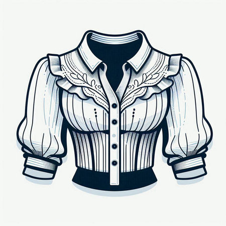 Classic blouse with a pattern on the collar. Vector illustration.のイラスト素材