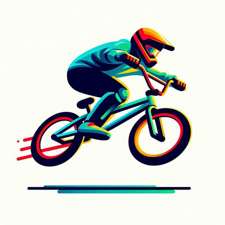 Bike racer vector illustration isolated on white background. Extreme sport concept.のイラスト素材