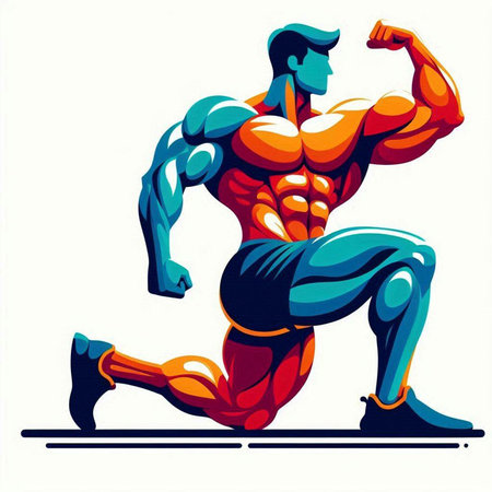 Bodybuilder vector illustration isolated on a white background. Bodybuilder vector illustration.のイラスト素材