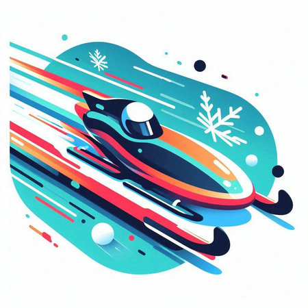 Snowmobile with snowflakes. Winter sport. Vector illustration.のイラスト素材
