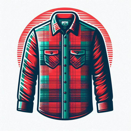 Men's shirt. Fashion illustration. Colorful shirt. Vector illustration.のイラスト素材