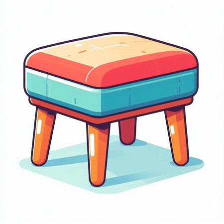 Illustration of a wooden stool on a white background, vector illustrationのイラスト素材