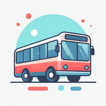 Bus vector illustration. Flat design style. Bus on white background.のイラスト素材