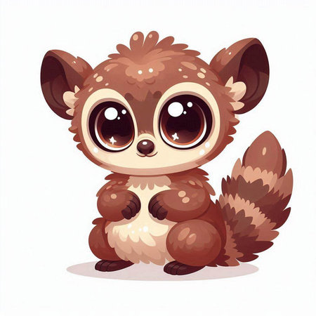 Cute cartoon baby raccoon with big eyes. Vector illustration.のイラスト素材