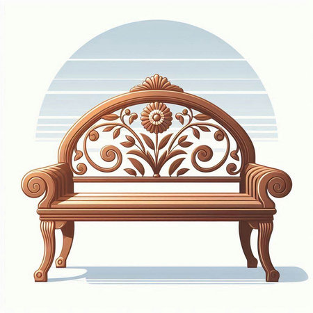 Vintage armchair with floral ornament on a white background. Vector illustration.のイラスト素材