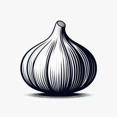 Illustration of a black and white onion on a white background.のイラスト素材