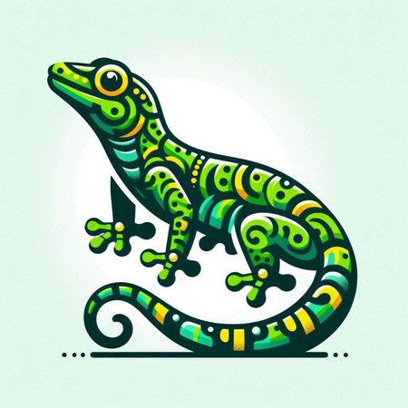 Lizard on a background of the full moon. Vector illustration.のイラスト素材