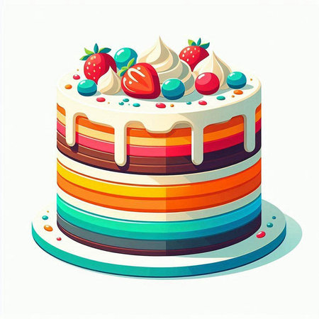 Birthday cake isolated on white background. Vector illustration. Eps 10のイラスト素材