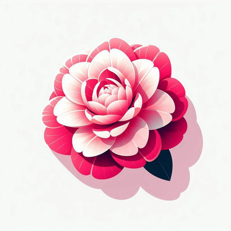 Beautiful red camellia flower on white background. Vector illustration.のイラスト素材