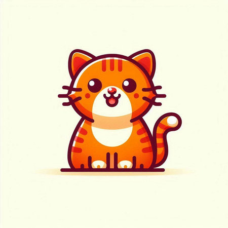 Cute cartoon orange cat. Vector illustration isolated on white background.のイラスト素材