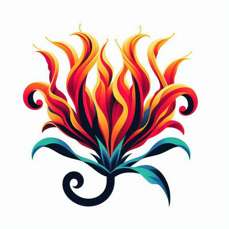 abstract fire flame on a white background, vector illustration, epsのイラスト素材