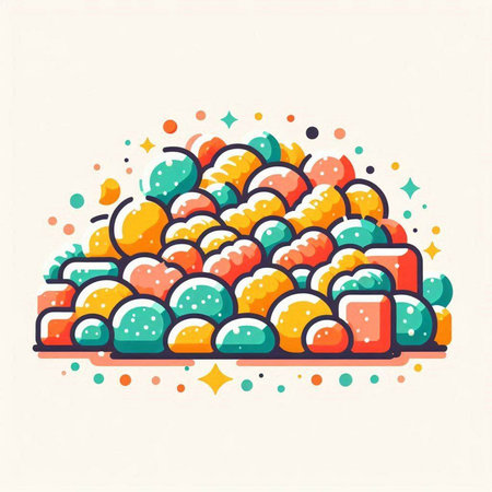 Colorful abstract background with balls in flat style. Vector illustration.のイラスト素材