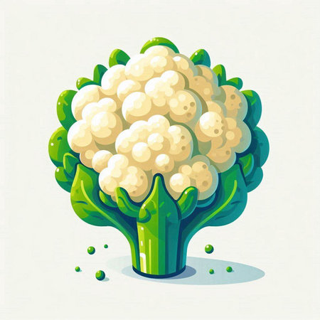 Cauliflower vector illustration. Cauliflower isolated on white background.のイラスト素材
